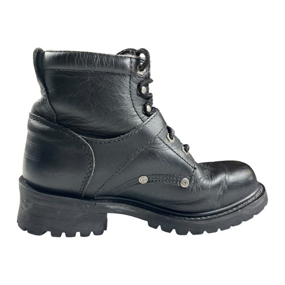 Harley Davidson Black Leather Moto Biker Boots - Picture 5 of 14